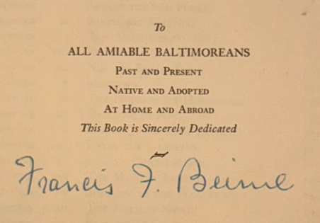 The Amiable Baltimoreans by Francis F. Beirne — Signed First Edition (1951, E.P.