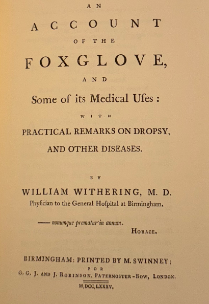 An Account of the Foxglove and Some of Its Medical Uses by William Withering, M.